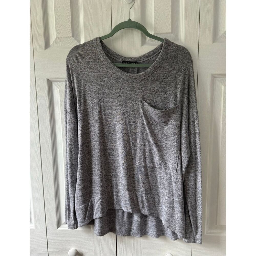 Rag and Bone Slouchy Oversized Grey Long Sleeve Tee Small